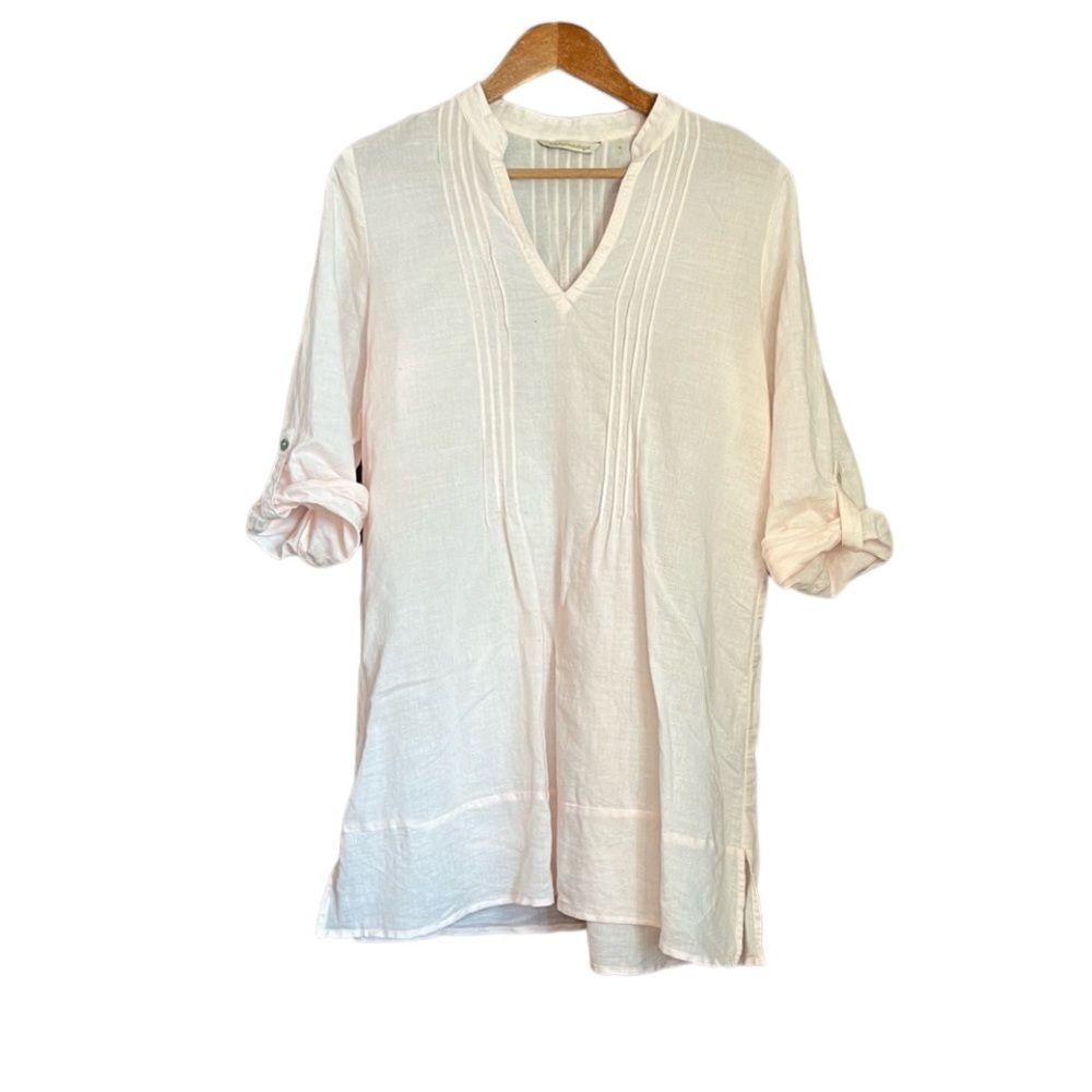 Soft surroundings ramie & cotton blend light pink tunic/ dress